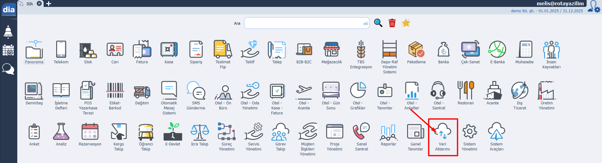 Veri Aktarım Sihirbazı